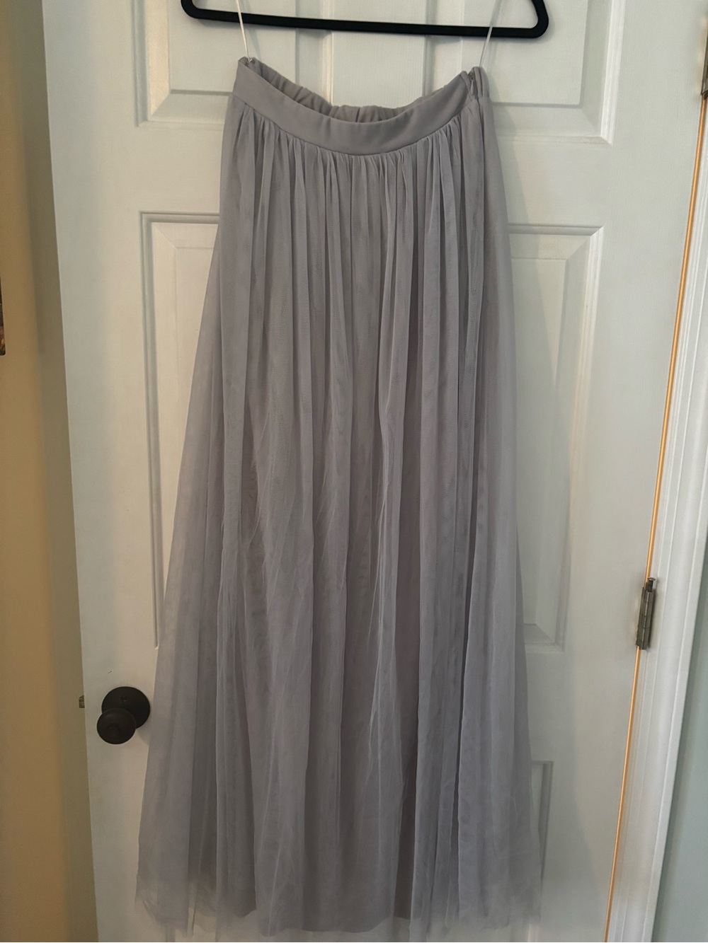 Women's Light Gray Tulle Maxi Skirt